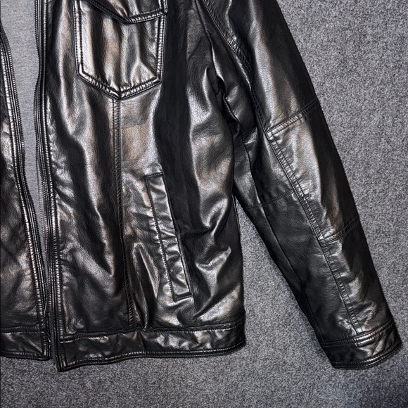 Levi's Black Faux Leather Jacket with hood for Men Large - Picture 5 of 11